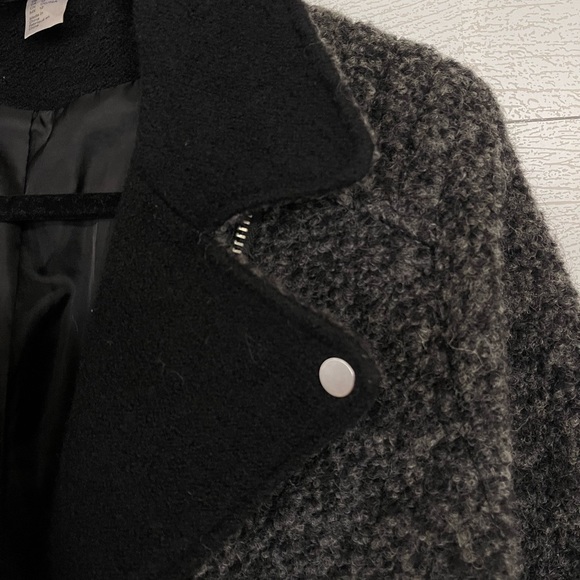 Grey fuzzy wool winter moto style jacket - Picture 6 of 10